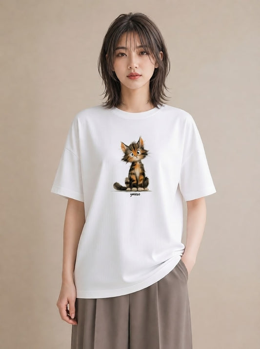 グラフィックTシャツ レディース アメリカンショートヘア 猫 ねこ イラスト ボタニカル 週末コーデ 敬老の日 白T YMAZO