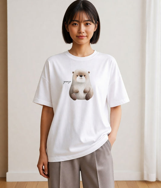 デザインTシャツ レディース キンクマハムスター ペット 動物 イラスト ゆるコーデ お出かけ 普段着 白T YMAZO