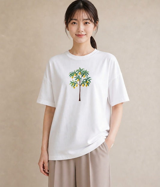 半袖Tシャツ レディース バナナ 食べ物 フード イラスト フェミニン 旅行用 海 白T YMAZO