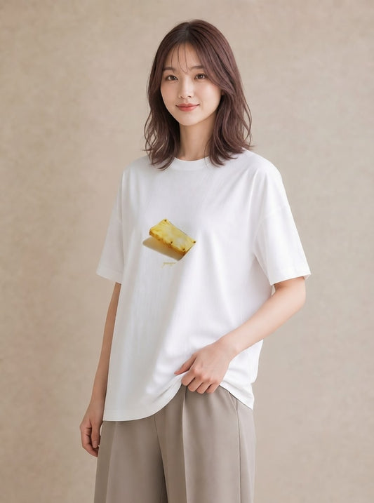 プリントTシャツ レディース パイナップル 食べ物 フード イラスト 手描き風 親子 20代 白T YMAZO