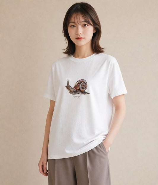 半袖Tシャツ レディース ダンゴムシ 昆虫 虫 イラスト レトロ ママ カフェ服 白T