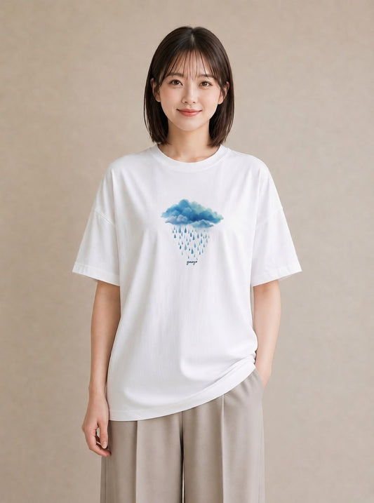 グラフィックTシャツ レディース 虹 星空 宇宙 イラスト デイリーウェア 休日 白T YMAZO