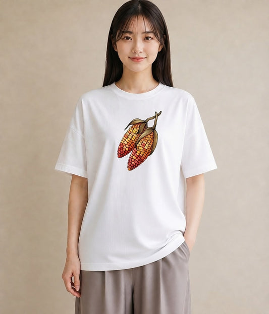 プリントTシャツ レディース 実り 植物 ボタニカル イラスト カフェ巡り 女子会 白T YMAZO