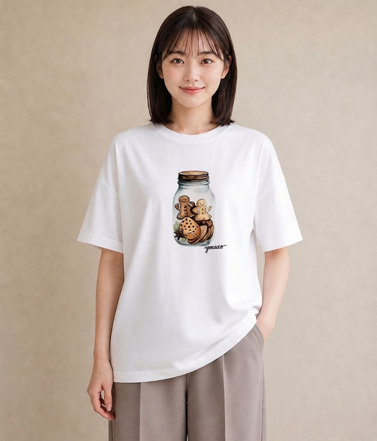 半袖Tシャツ レディース マカロン 食べ物 フード イラスト きれいめ 女性向けギフト 散歩 白T YMAZO