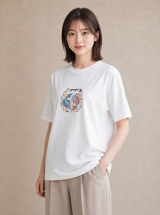 グラフィックTシャツ レディース 牡羊座 星空 宇宙 イラスト ニュアンス お出かけ 普段着 白T YMAZO