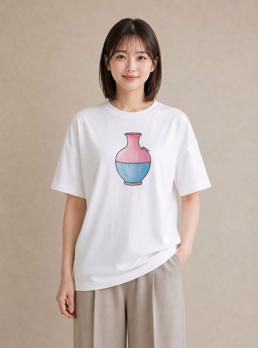 半袖Tシャツ レディース ガラス瓶 小枝 ボタニカル ナチュラル アンティーク イラスト カジュアル ママ カフェ服 白T