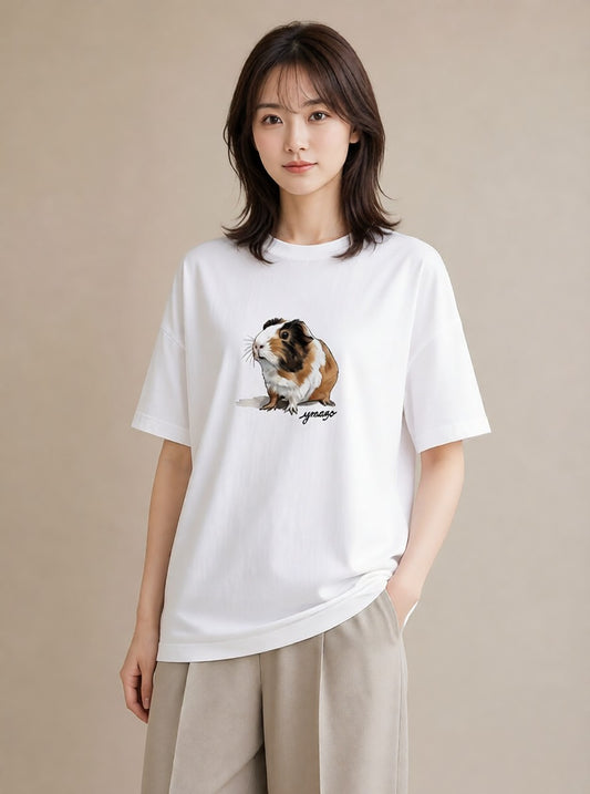 デザインTシャツ レディース ハムスター ペット 動物 イラスト ポップ 社会人 女性 白T YMAZO