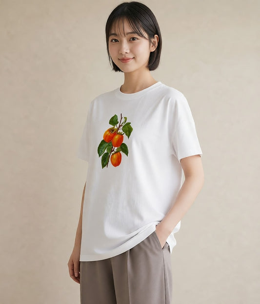 Tシャツ レディース みかん 食べ物 フード イラスト ミニマル 母娘コーデ 自分用 白T YMAZO