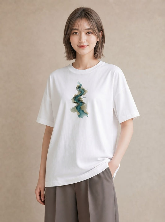半袖Tシャツ レディース 波 星空 宇宙 イラスト シック 姉妹 送別ギフト 白T YMAZO