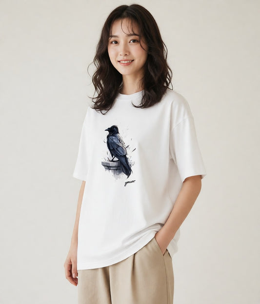 Tシャツ レディース 九官鳥 ペット 動物 イラスト シンプル 旅行 母娘コーデ 白T YMAZO