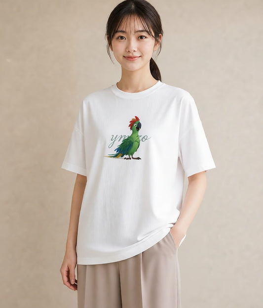 グラフィックTシャツ レディース コザクラインコ ペット 動物 イラスト こなれ感 ルームウェア ギフト 白T YMAZO