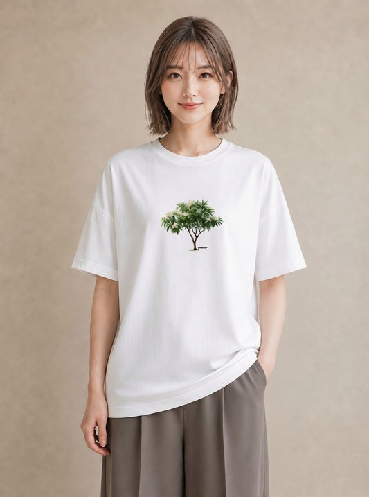 デザインTシャツ レディース 木 植物 ボタニカル イラスト レトロ ホワイトデー 春服 白T YMAZO