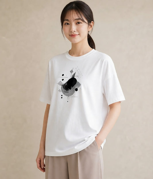 プリントTシャツ レディース 幾何学 ミニマル ジオメトリック イラスト 水彩風 旅行 母娘コーデ 白T YMAZO
