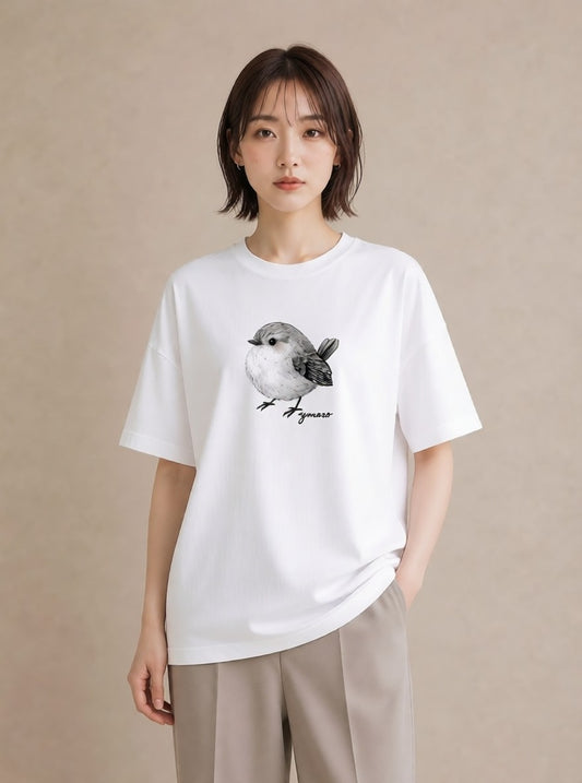 プリントTシャツ レディース 桜文鳥 ペット 動物 イラスト アート風 ギフト 母の日 白T YMAZO