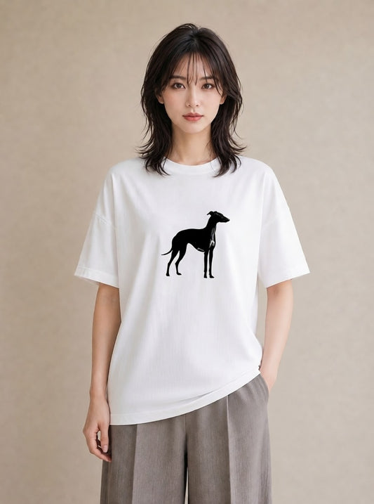 半袖Tシャツ レディース イタリアングレーハウンド 犬 いぬ イラスト アート風 ビーチ デイリーウェア 白T YMAZO