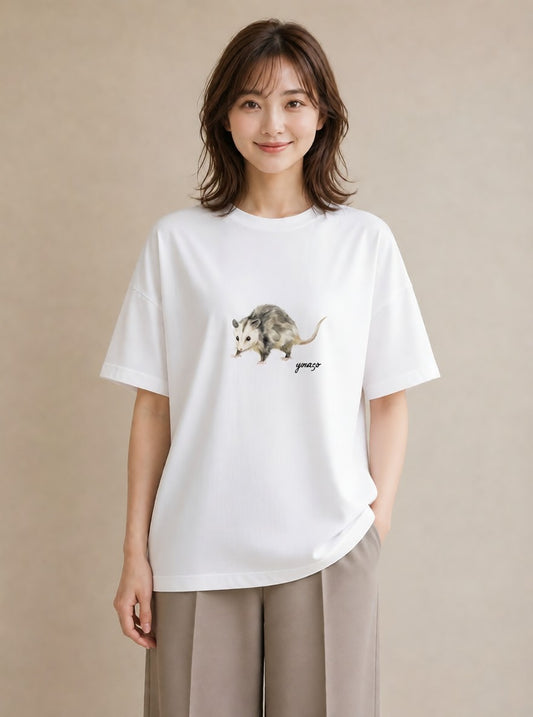 半袖Tシャツ レディース キンクマハムスター ペット 動物 イラスト ゆるコーデ カフェ巡り 女子会 白T YMAZO