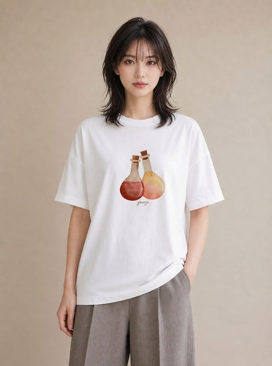 半袖Tシャツ レディース ミルク 食べ物 フード イラスト モード 帰省 ラフ 白T YMAZO