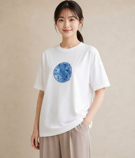 デザインTシャツ レディース オーロラ 星空 宇宙 イラスト 韓国風 ルームウェア ギフト 白T YMAZO