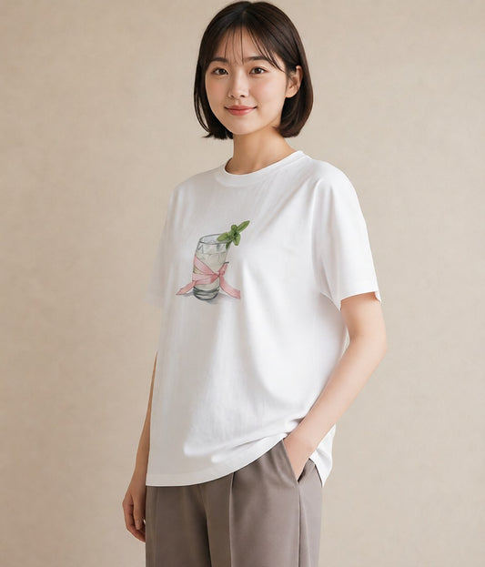 プリントTシャツ レディース クリームソーダ 食べ物 フード イラスト きれいめカジュアル 休日 ペアコーデ 白T YMAZO