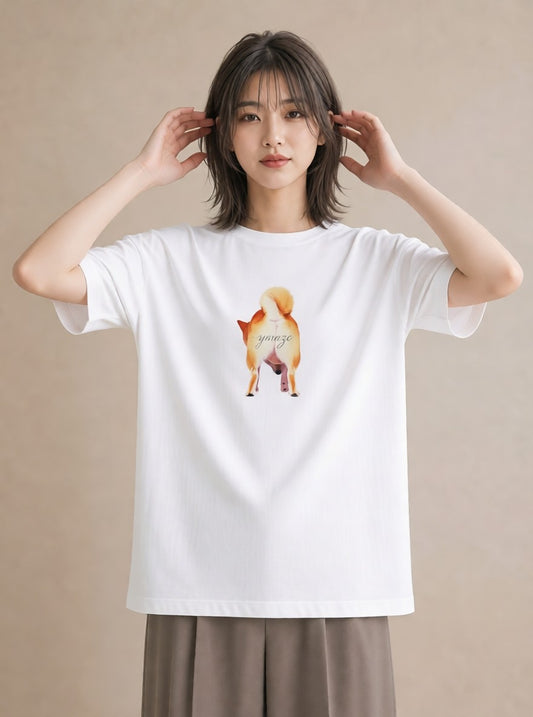 グラフィックTシャツ レディース 柴犬 しばいぬ 犬 いぬ イラスト きれいめ 部屋着 女性向けギフト 白T YMAZO