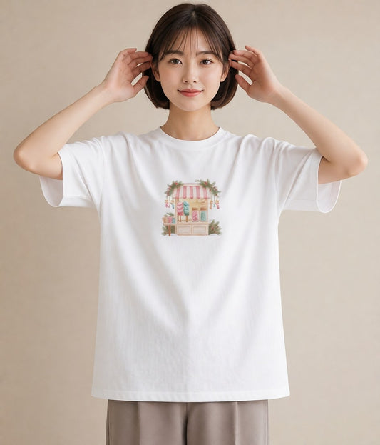半袖Tシャツ レディース キャンディ 食べ物 フード イラスト 休日コーデ 母の日 ビーチ 白T YMAZO