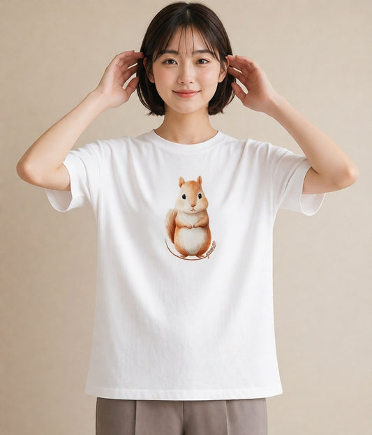 デザインTシャツ レディース ジャンガリアンハムスター ペット 動物 イラスト ヴィンテージ風 自分用 ルームウェア 白T YMAZO