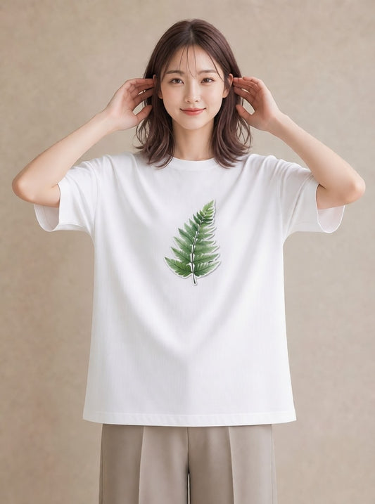 Tシャツ レディース ボタニカル 植物 イラスト お洒落 誕生日プレゼント 綿100 白T YMAZO