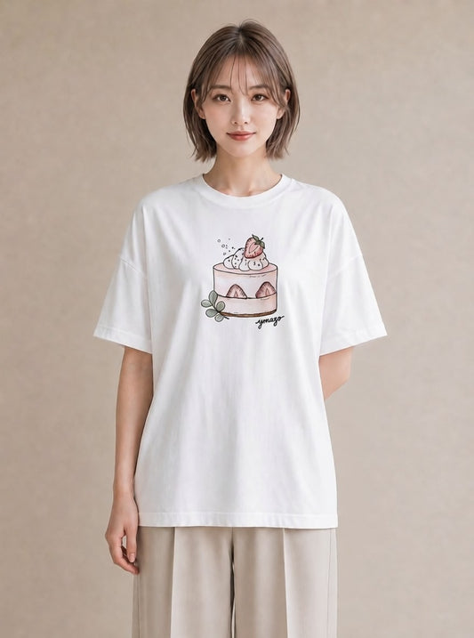 半袖Tシャツ レディース パフェ 食べ物 フード イラスト カフェコーデ クリスマス 旅行 白T YMAZO
