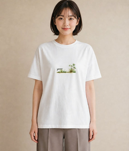 半袖Tシャツ レディース サボテン 植物 ボタニカル イラスト 旅行コーデ 通勤 在宅 白T YMAZO