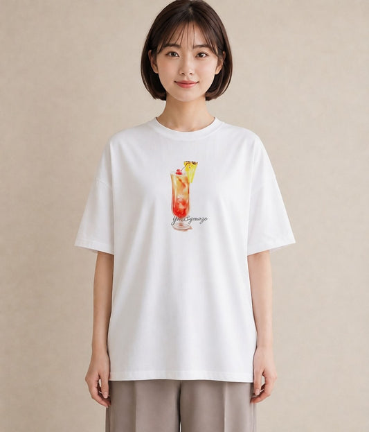 プリントTシャツ レディース パイナップル 食べ物 フード イラスト ポップ 週末コーデ 敬老の日 白T YMAZO