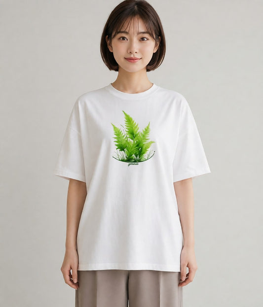Tシャツ レディース 苔 植物 ボタニカル イラスト 旅行コーデ ミセス 春コーデ 白T YMAZO