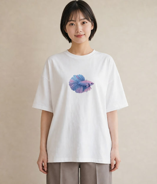 プリントTシャツ レディース 熱帯魚 ペット 動物 イラスト モード 敬老の日 ホワイトデー 白T YMAZO
