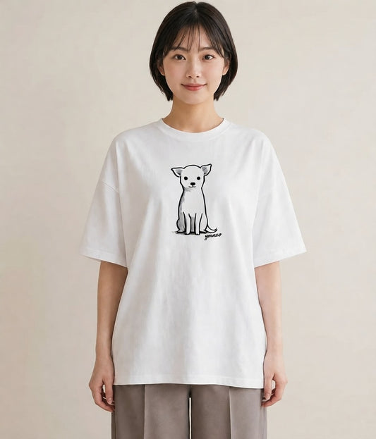 半袖Tシャツ レディース 犬 いぬ わんこ イラスト 買い物 夏コーデ 白T YMAZO