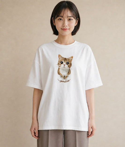 Tシャツ レディース 子猫 猫 ねこ イラスト モード 女性向けギフト 散歩 白T YMAZO