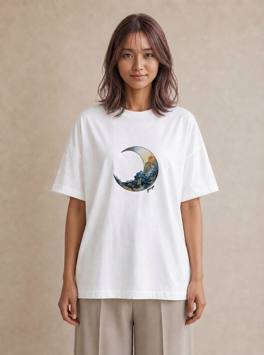 グラフィックTシャツ レディース 星空 宇宙 イラスト 普段使い 普段着 週末コーデ 白T YMAZO