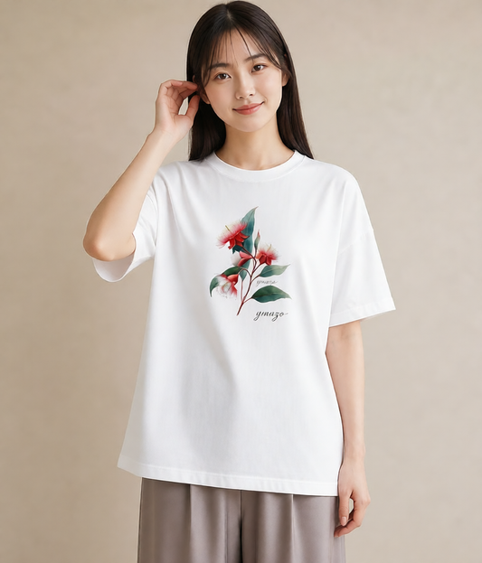 デザインTシャツ レディース ミモザ 花 花柄 イラスト ナチュラル 自分用 ルームウェア 白T YMAZO