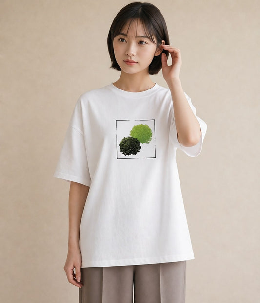 グラフィックTシャツ レディース 苔 植物 ボタニカル イラスト 休日コーデ 散歩 お出かけ 白T YMAZO