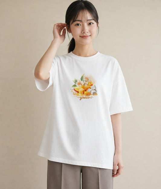 Tシャツ レディース パフェ 食べ物 フード イラスト 普段使い 旅行用 海 白T YMAZO