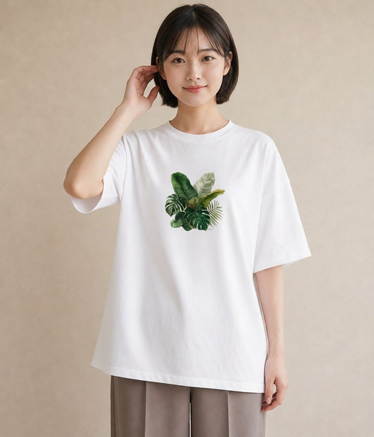 Tシャツ レディース モンステラ 植物 ボタニカル イラスト モード 旅行 母娘コーデ 白T YMAZO