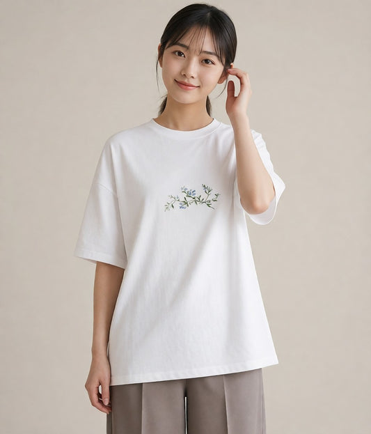 半袖Tシャツ レディース 夕暮れ バルコニー 夕焼け ナチュラル アンティーク イラスト ガーリー ギフト 母の日 白T YMAZO
