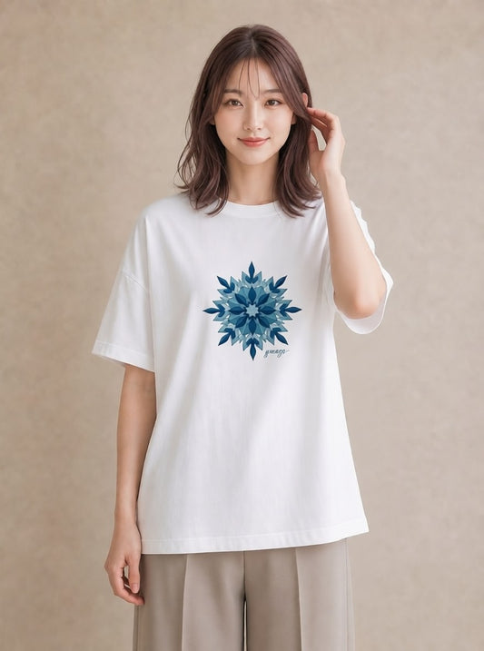 プリントTシャツ レディース 雪の結晶 星空 宇宙 イラスト フェミニン 通学 誕生日プレゼント 白T YMAZO