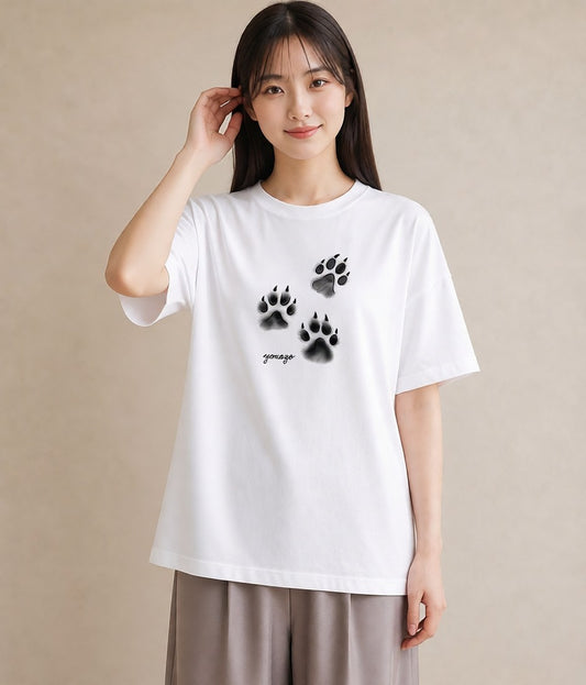 半袖Tシャツ レディース 肉球 猫 ねこ イラスト レトロ 秋コーデ おしゃれギフト 白T YMAZO