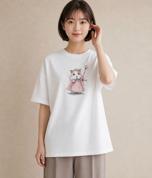 Tシャツ レディース ゴールデンハムスター ペット 動物 イラスト 休日コーデ 通勤 在宅 白T YMAZO