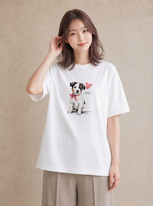 デザインTシャツ レディース ジャックラッセルテリア 犬 いぬ イラスト 可愛い お出かけ 普段着 白T