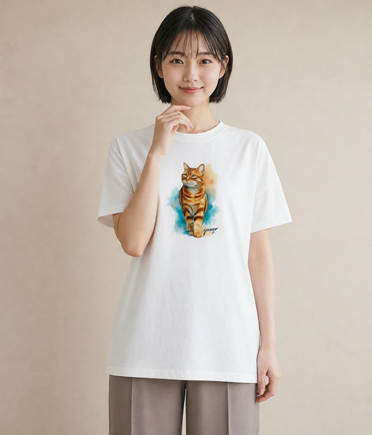 Tシャツ レディース 三毛猫 みけねこ 三毛 猫 ねこ イラスト ゆるコーデ ギフト 母の日 白T YMAZO