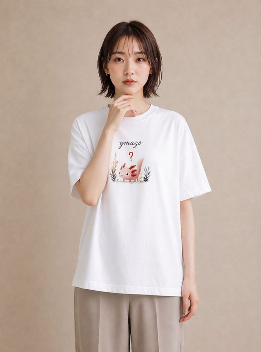 グラフィックTシャツ レディース ウーパールーパー ペット 動物 イラスト ヴィンテージ風 お出かけ 普段着 白T YMAZO