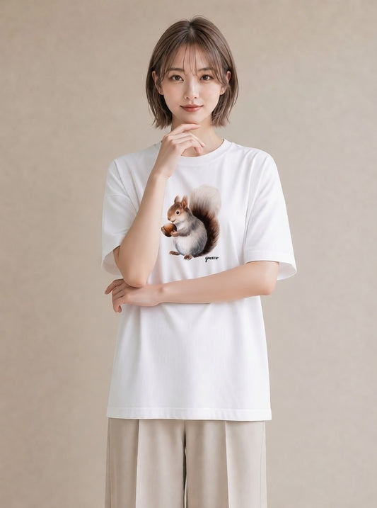 デザインTシャツ レディース どんぐり 植物 ボタニカル イラスト ナチュラル 旅行用 海 白T YMAZO