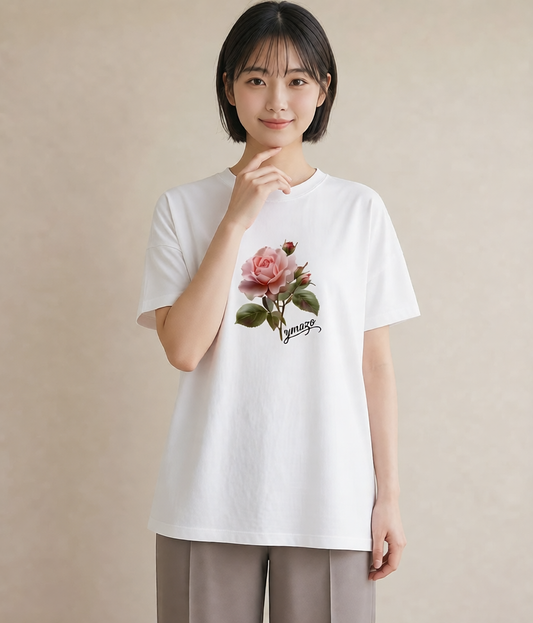 プリントTシャツ レディース バラ 薔薇 ローズ 花 花柄 イラスト ミニマル 旅行用 海 白T YMAZO