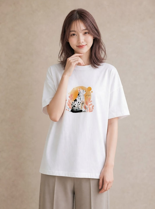 プリントTシャツ レディース 白猫 猫 ねこ イラスト ゆるコーデ 女性 旅行用 白T YMAZO