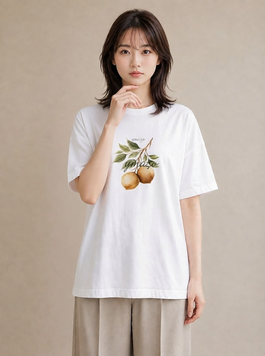 グラフィックTシャツ レディース バナナ 食べ物 フード イラスト ミニマル 公園 ママ 白T YMAZO